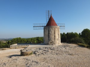 The Moulin that inspired French writer Daudet, a local lad from here in Fontvieille. The road went back downhill from here, we were kind of hoping it would not.
