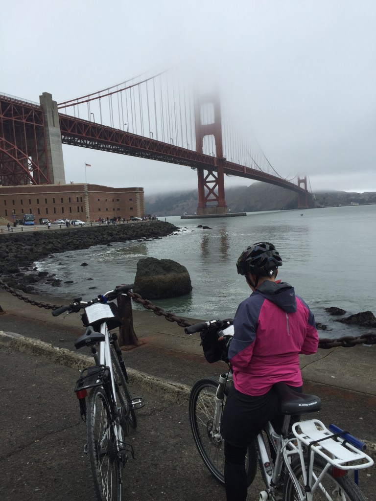 I had joked about the bridge being hidden in the fog, well not quite.