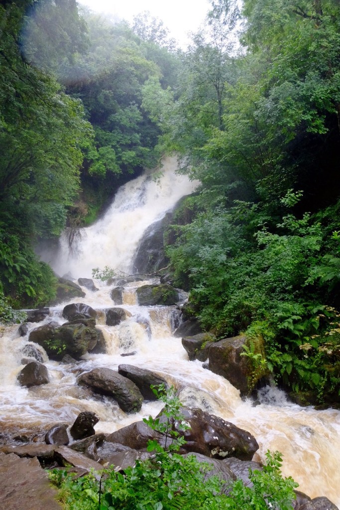 Torc Falls in monsoon ilke rain - Killarney National Park