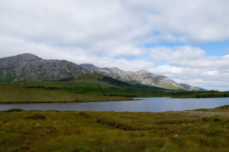 Typical Conemarra countryside with Loughs and rocky hills and not much else. The hills / mountains were called the 12 Bens