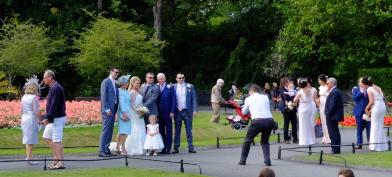 Wedding photos in St Stephens Green on a Saturday afternoon