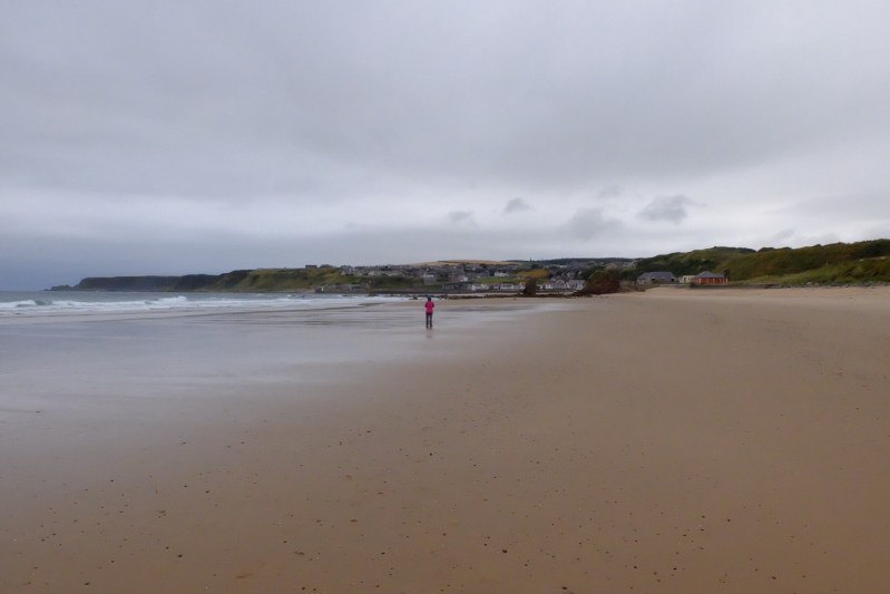Cullen Bay with Cullen town in the background, beautiful beach, shame about the weather