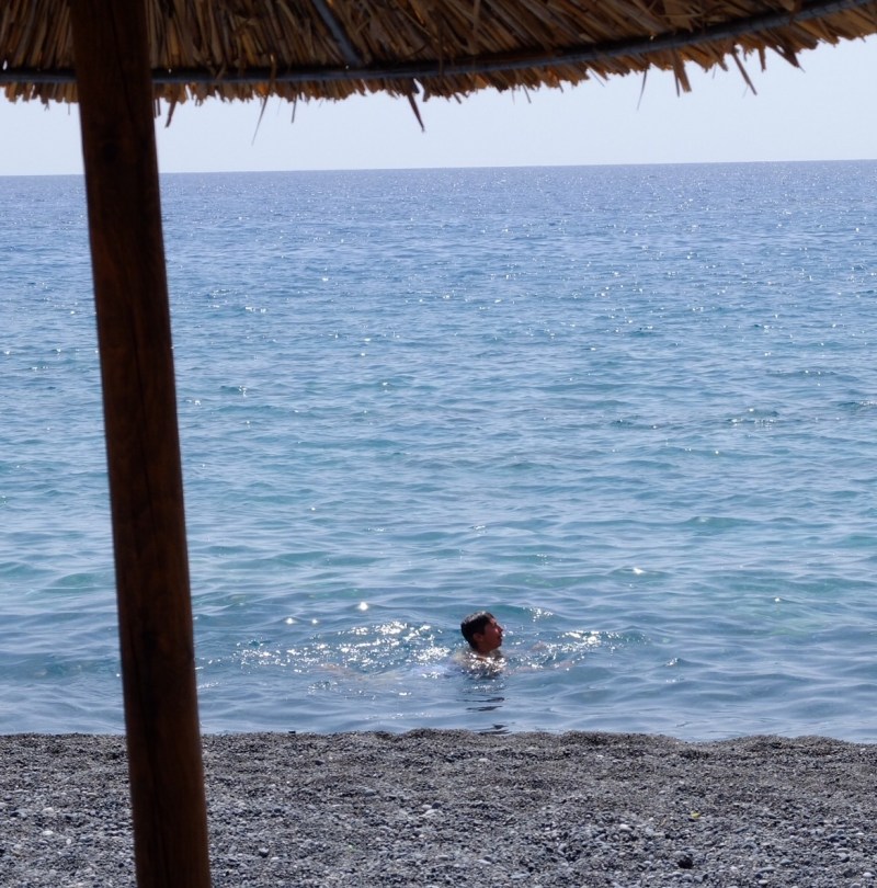 Ruth enjoys a cooling dip in the Libyan Sea. 