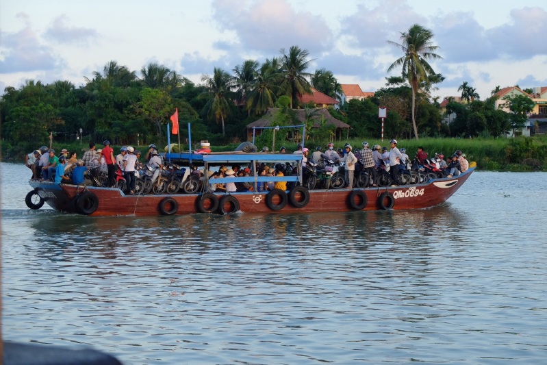 We caught the ferry back to Hoi An from the last Island in our ride. It was peak our and each of the ferries headed to the island were packed with motor and push bikes. The motor cyclists added a new dimesion to the 