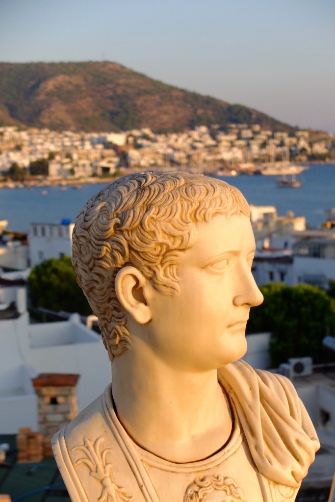 The rooftop terrace of our pension was adorned with relicas of roman busts. Made for some interesting photo opportunities