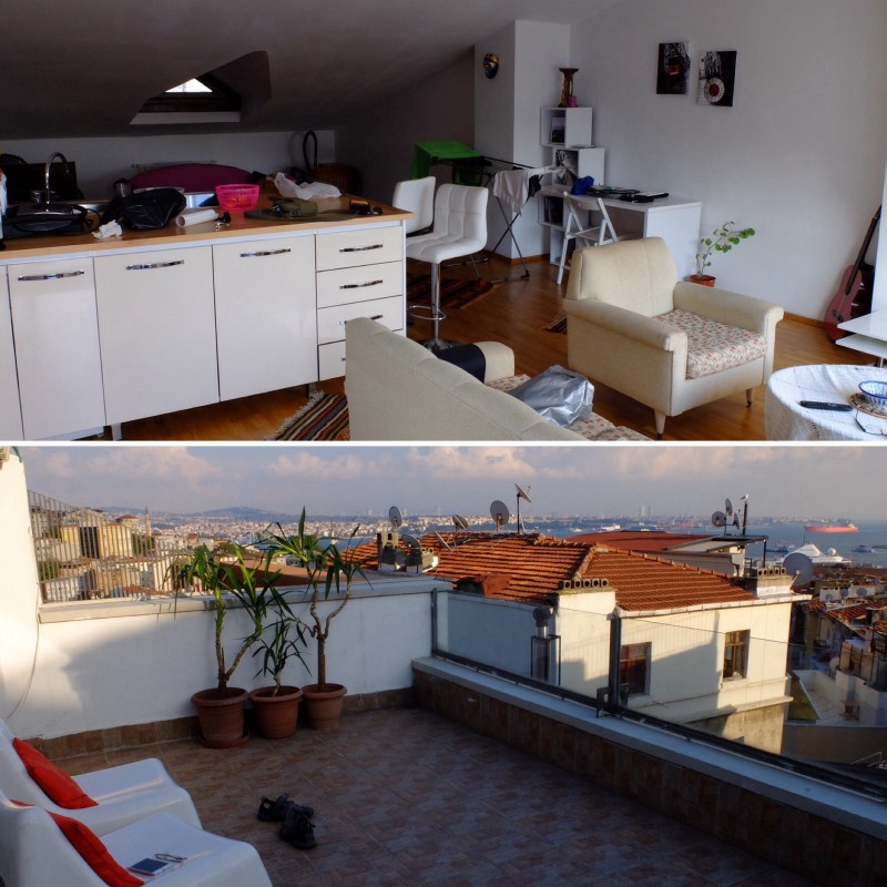 Our airbnb utilises loft space at the top of an apartment building, one bedroom with a very roomy lounge / kitchen and a very spacious deck with views. Very well appointed foir the price (less than half of what we have paid in most other large cities).