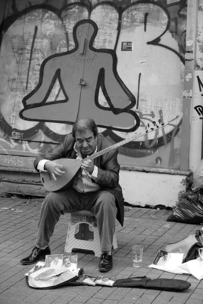 A very enthusiastic busker