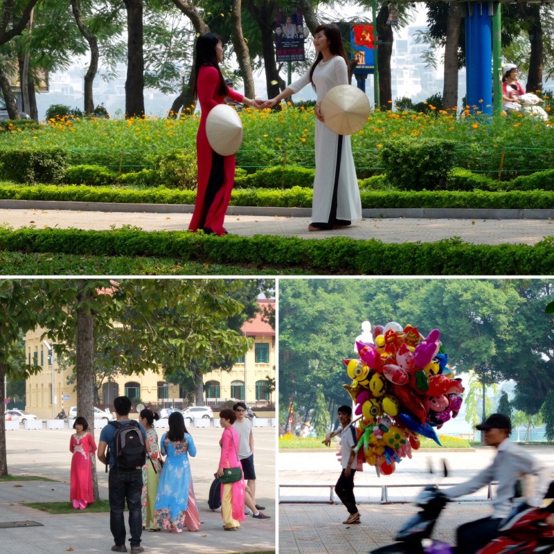 On a Saturday walk out to West Lake we saw many ladies in traditional dress have their photos taken 
