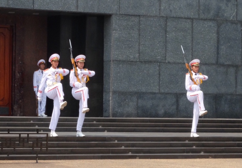 The changing of the guard at Uncle Ho's Mausoleum. The more formal side of the city