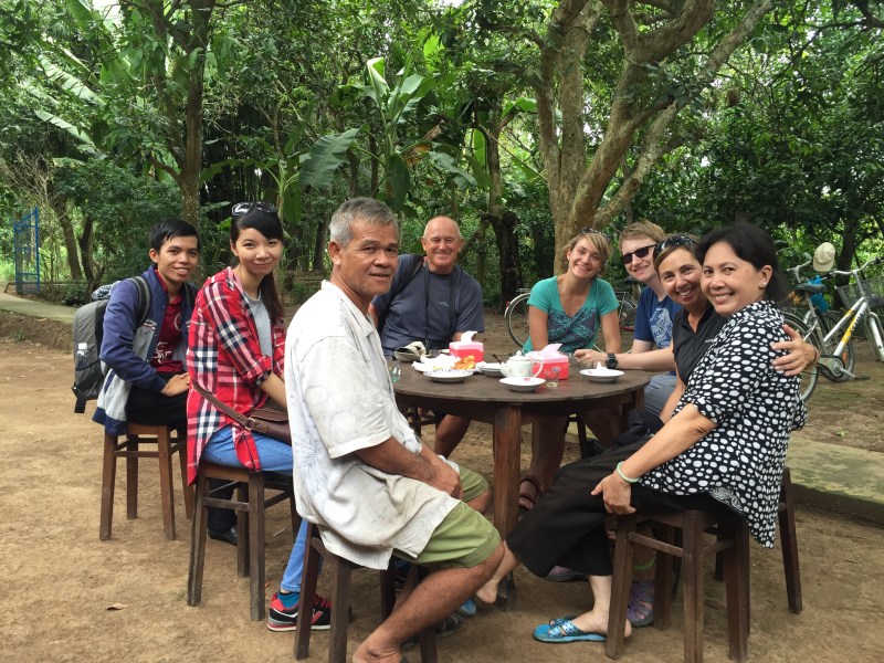 We had a very pleasant doughnut type bun cooked for us by this couple as we biked across one of the Islands in the delta.