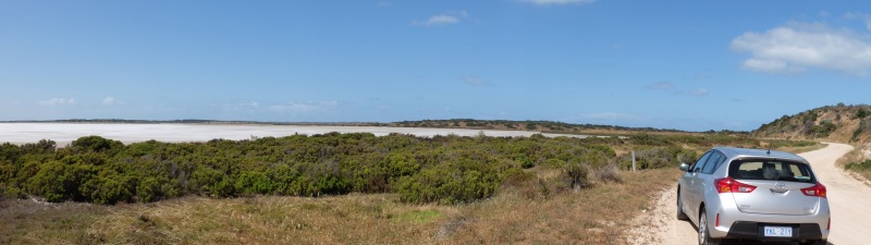 The area from Robe to Victor Harbour is dotted with lakes formed by the delta of the Murray river, many like this are just dry salt flats