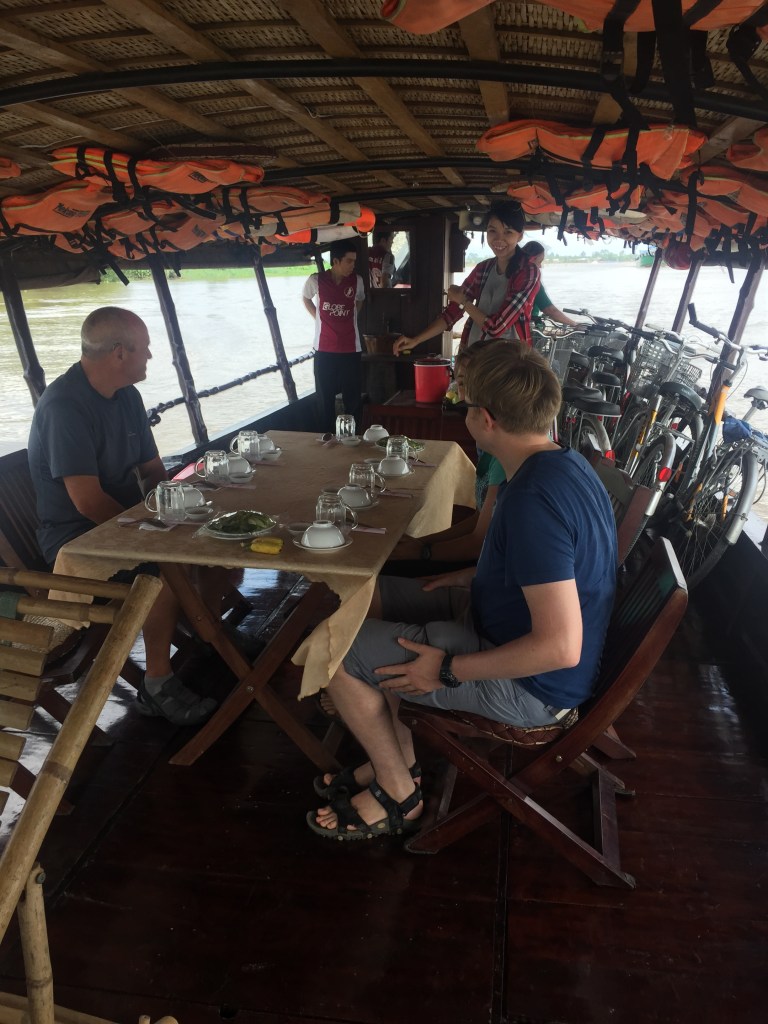 Between biking the river boat transported us and bikes and served lunch, Mekong River Vietnam
